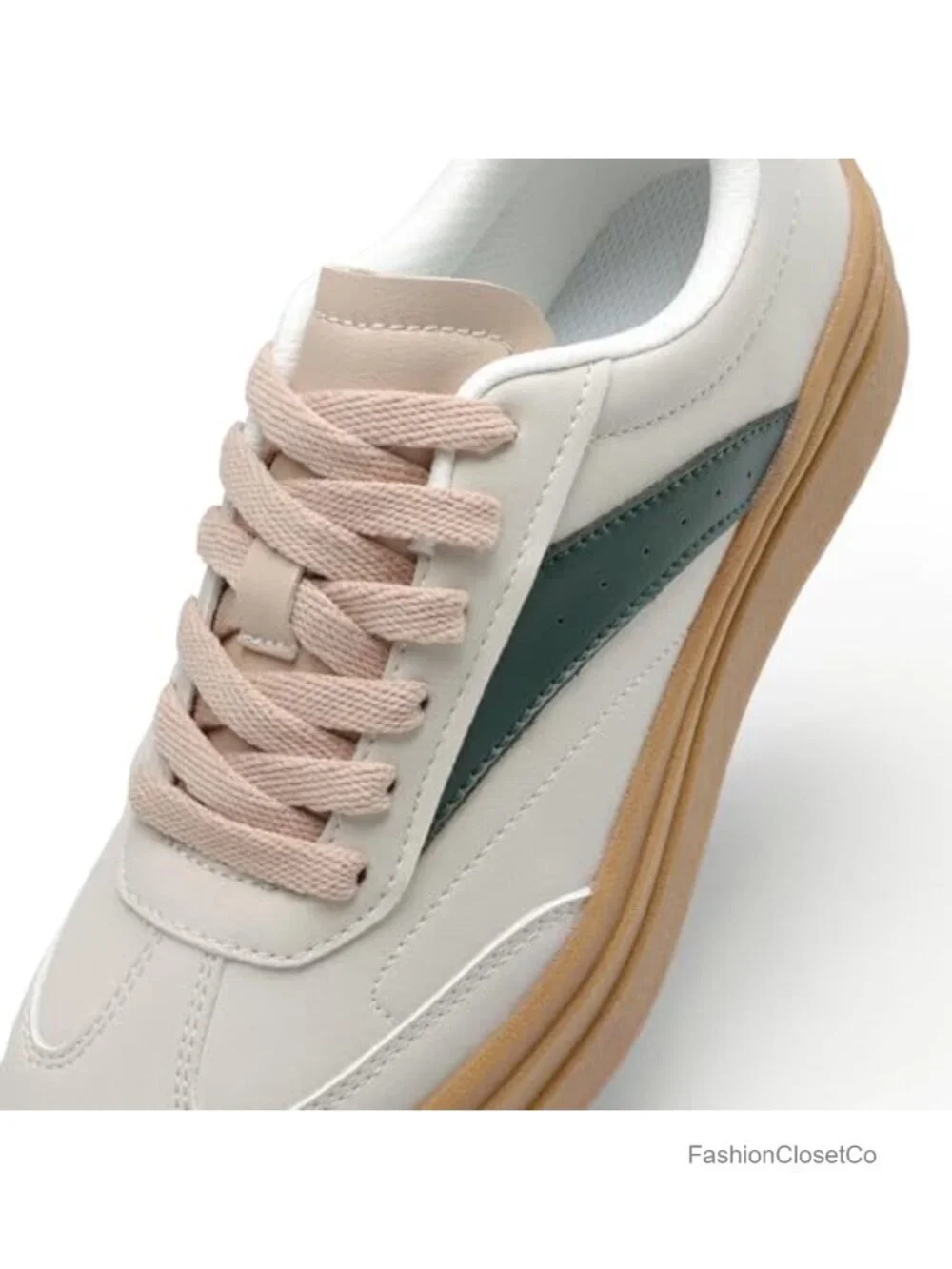 Women's Platform Sneakers - Vegan Leather Faux Suede Lace-Up Casual Tennis Shoes